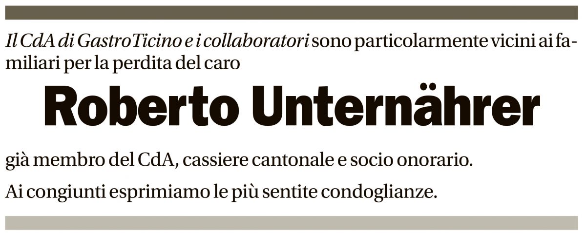 Annuncio funebre Roberto Unternährer