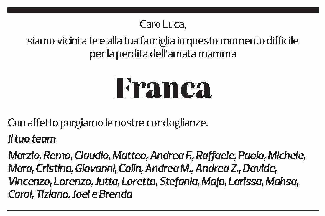 Annuncio funebre Franca Pedrotti