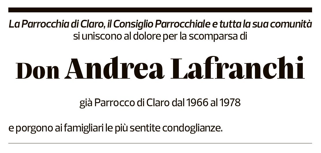 Annuncio funebre Andrea Lafranchi