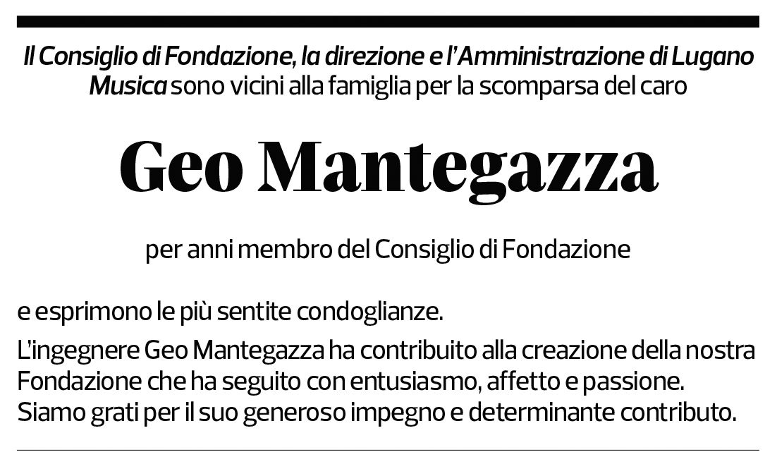 Annuncio funebre Geo Mantegazza