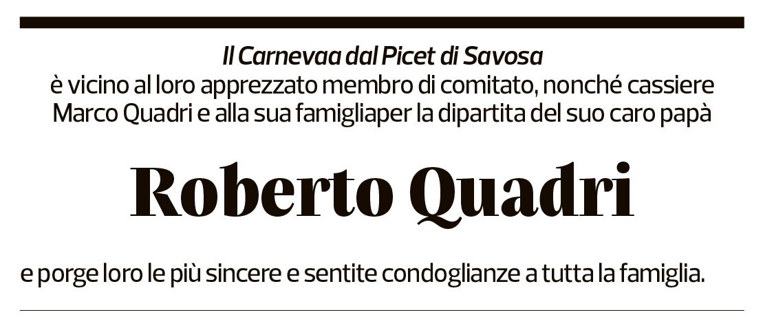 Annuncio funebre Roberto Quadri
