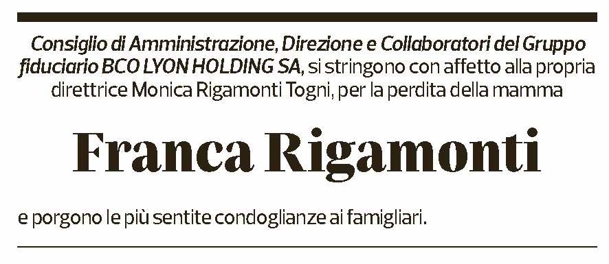 Annuncio funebre Franca Rigamonti