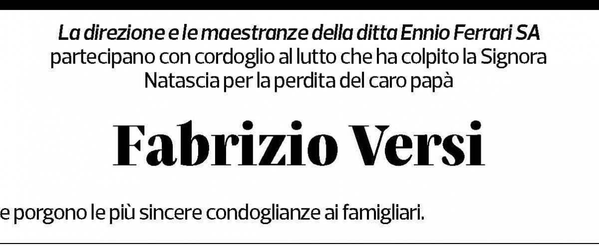 Annuncio funebre Fabrizio Versi