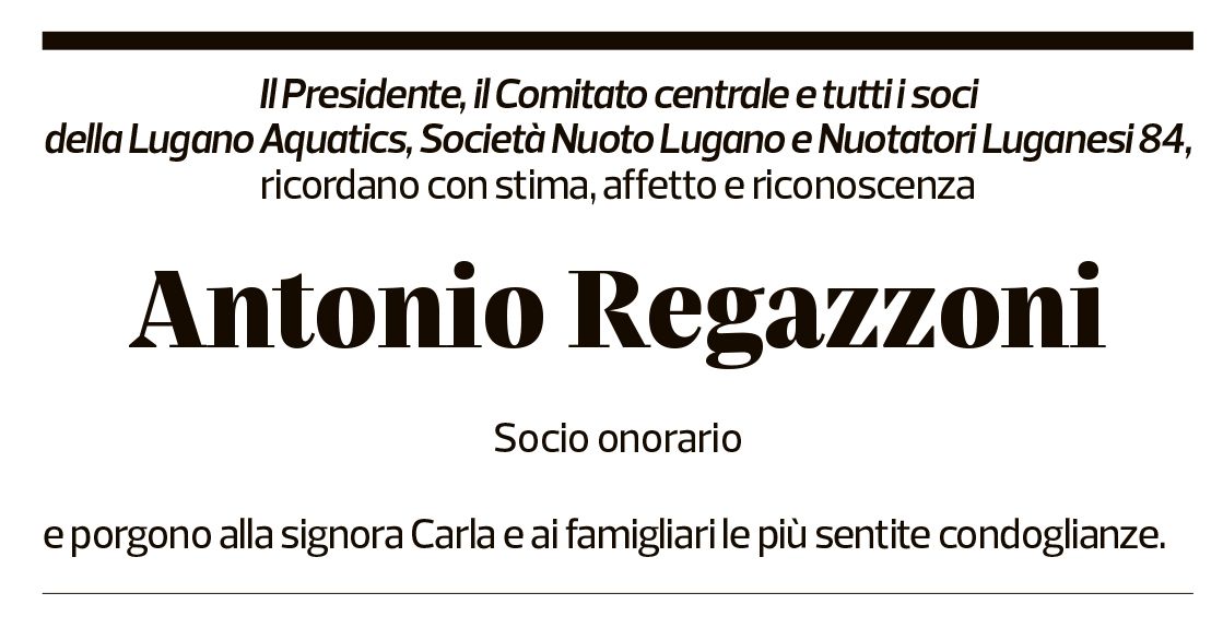 Annuncio funebre Antonio Regazzoni