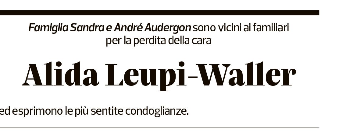 Annuncio funebre Alida Leupi-waller