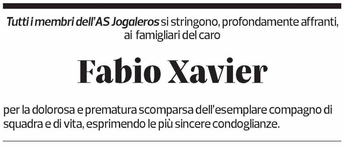 Annuncio funebre Fabio Xavier