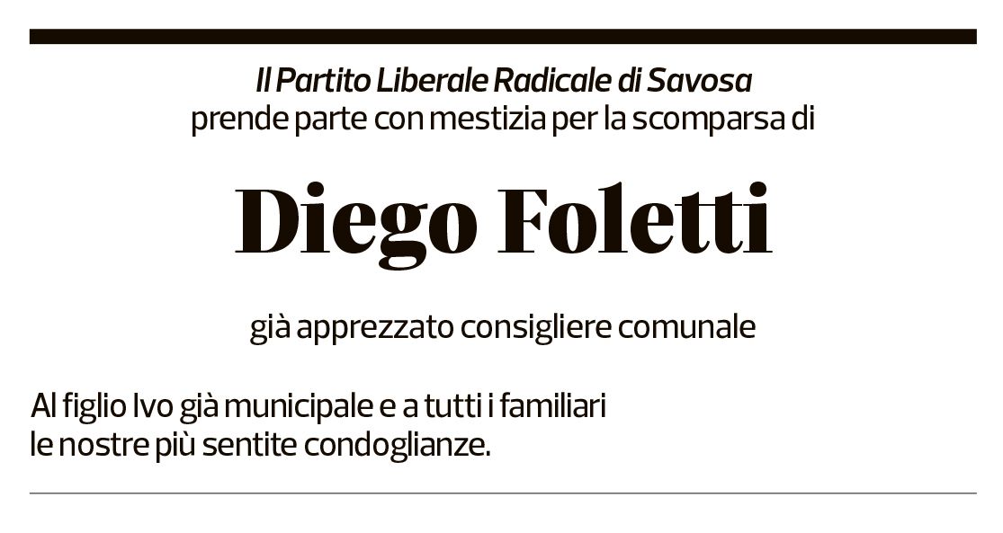 Annuncio funebre Diego Foletti