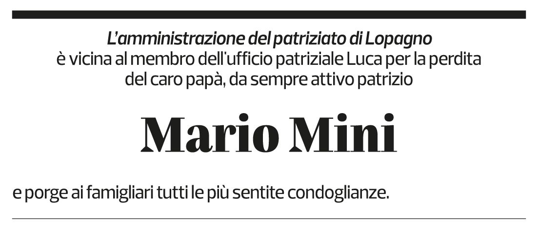Annuncio funebre Mario Mini