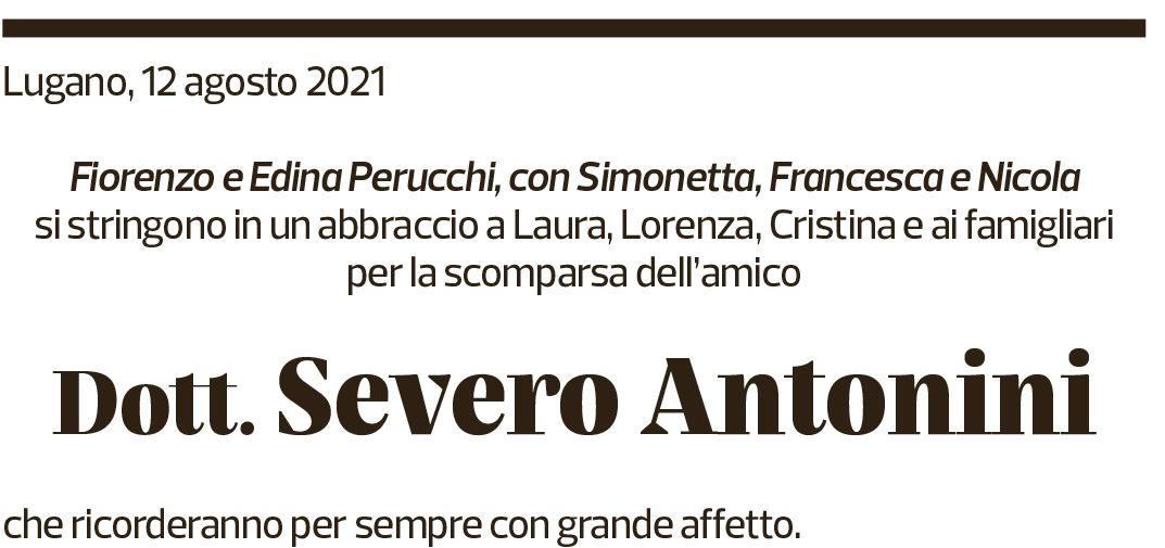 Annuncio funebre Severo Antonini