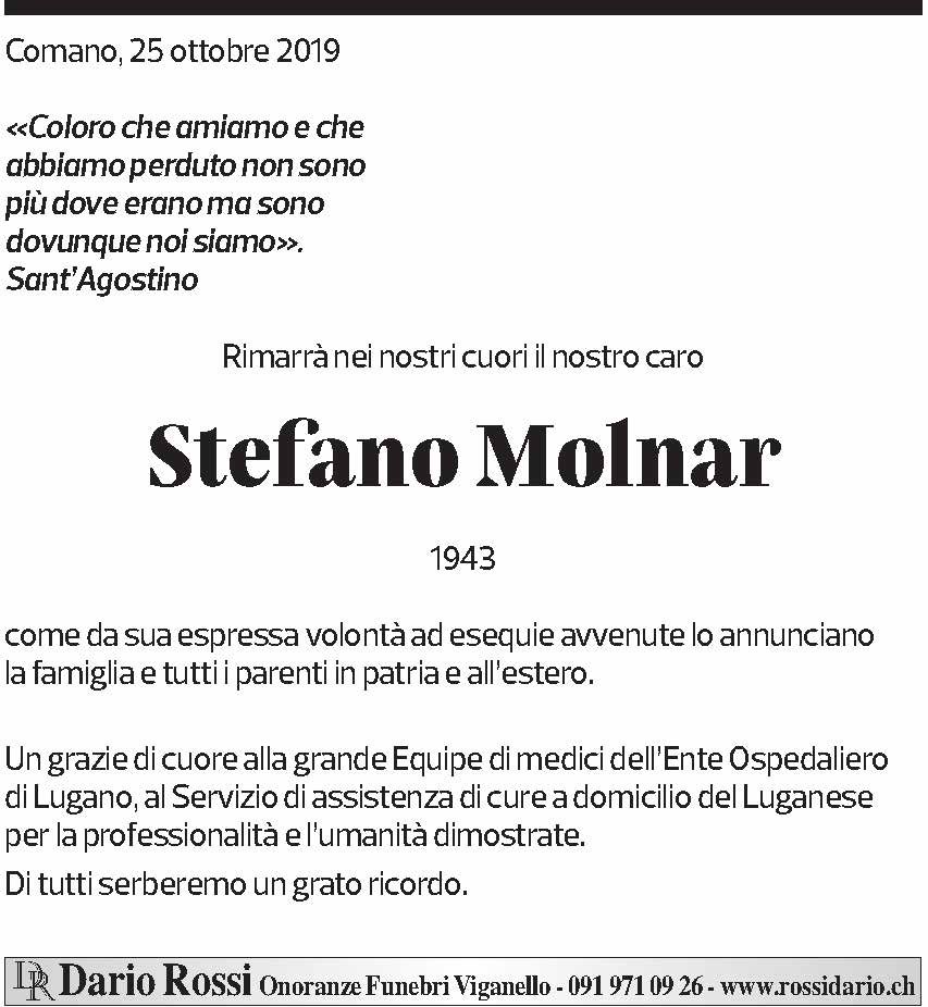Annuncio funebre Stefano Molnar