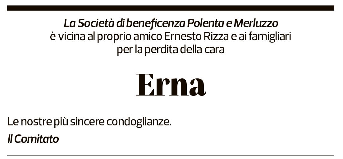 Annuncio funebre Erna Rizza