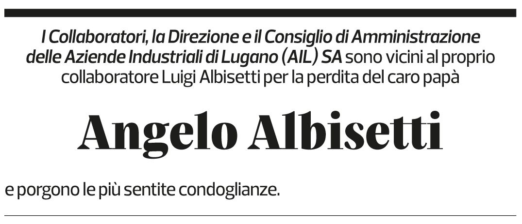 Annuncio funebre Angelo Albisetti