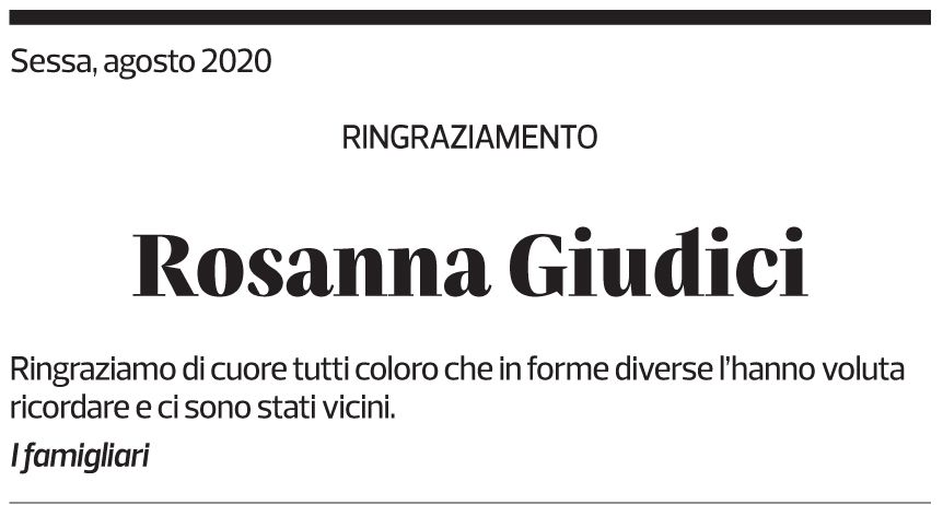 Annuncio funebre Rosanna Giudici