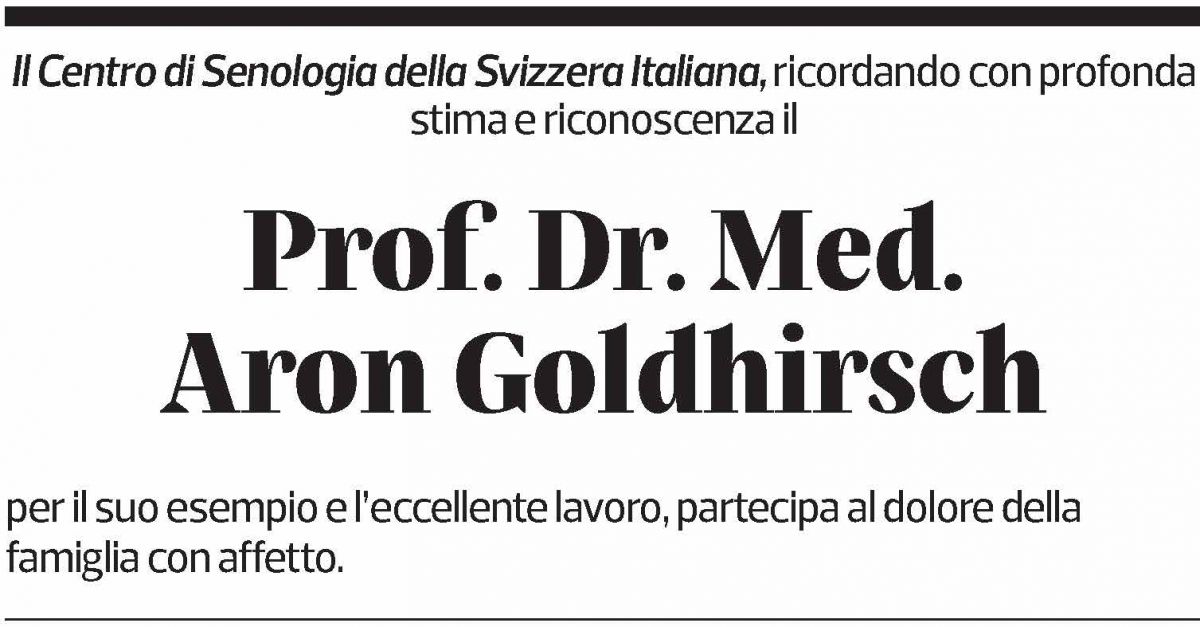 Annuncio funebre Aron Goldhirsch