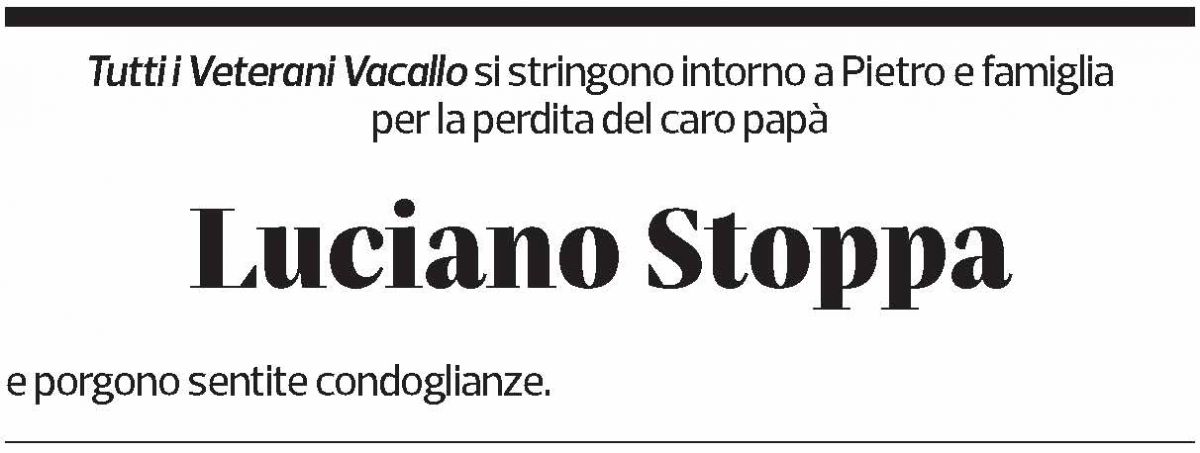 Annuncio funebre Luciano Stoppa