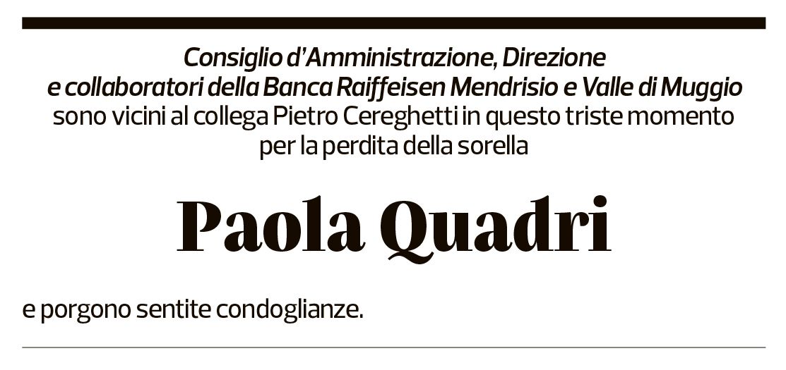 Annuncio funebre Paola Quadri