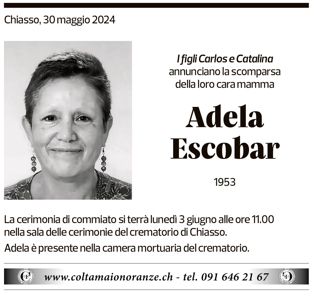 Annuncio funebre Adela Escobar