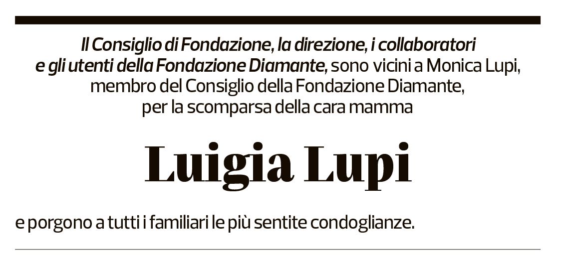 Annuncio funebre Luigia Lupi