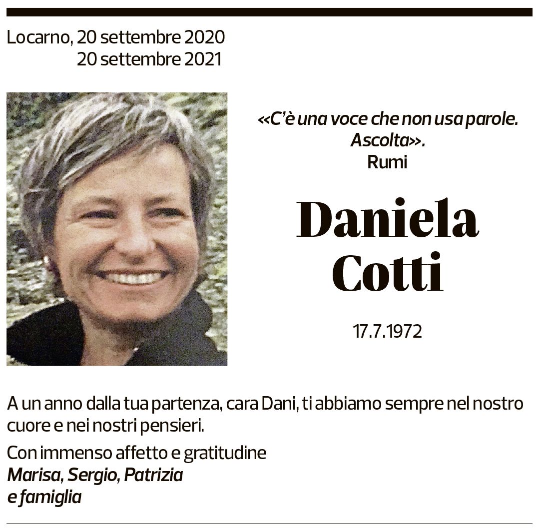 Annuncio funebre Daniela Cotti