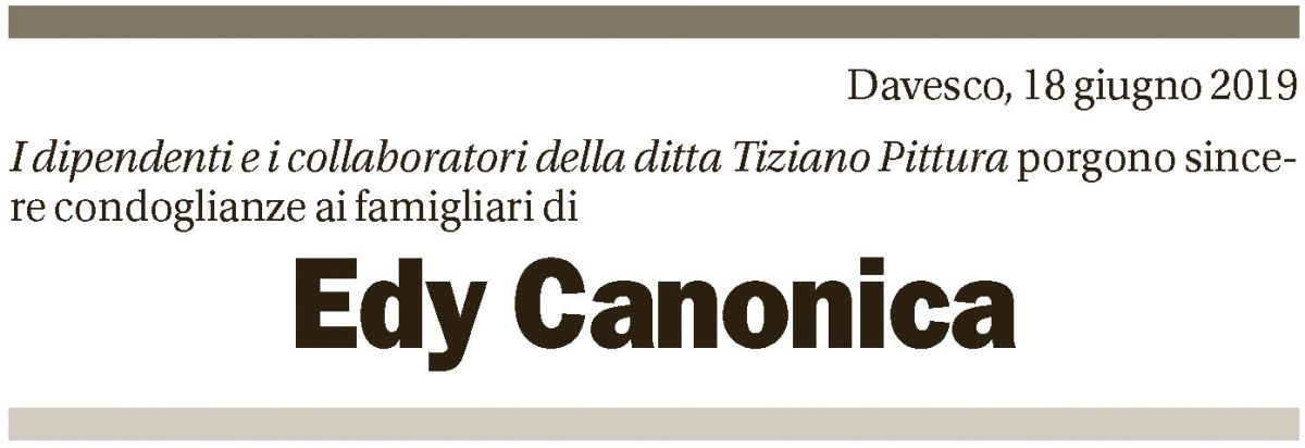 Annuncio funebre Edy Canonica