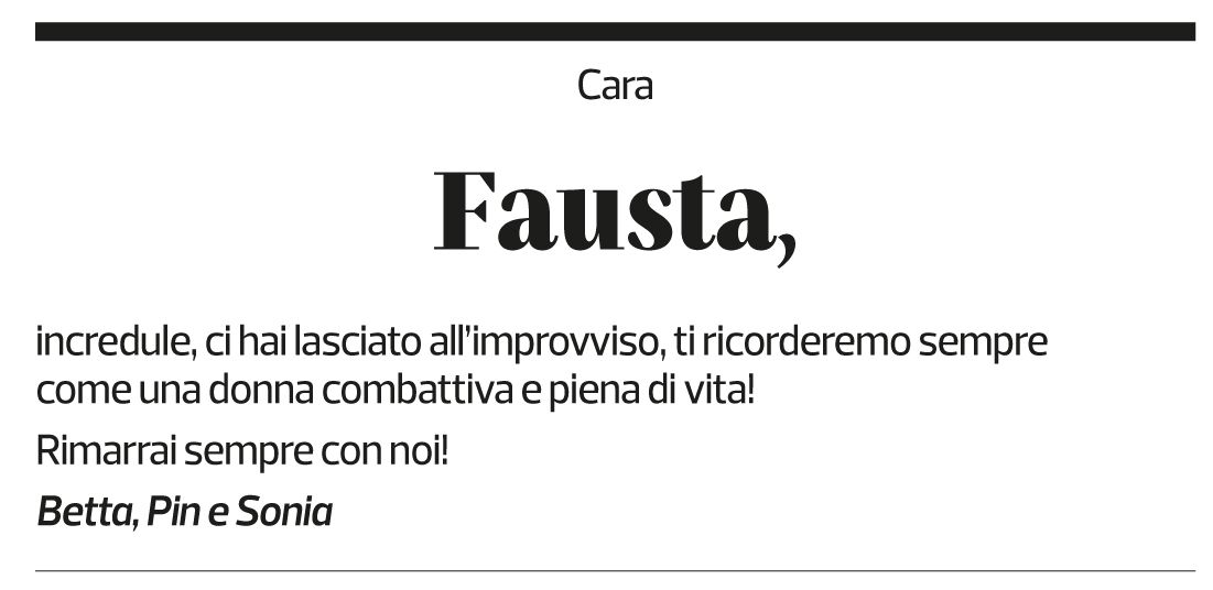 Annuncio funebre Fausta 