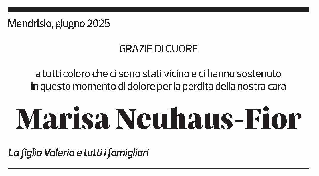 Annuncio funebre Marisa Neuhaus-fior
