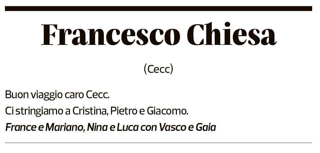 Annuncio funebre Francesco Chiesa