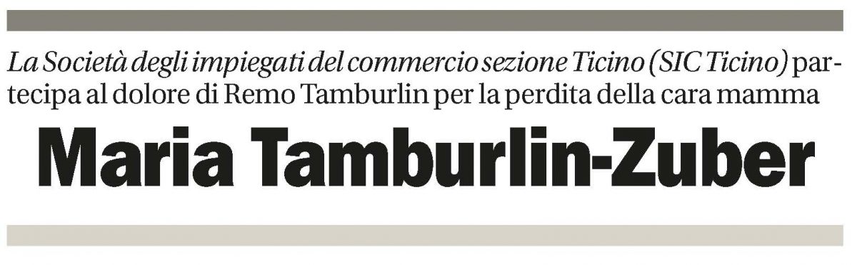 Annuncio funebre Maria Tamburlin-zuber
