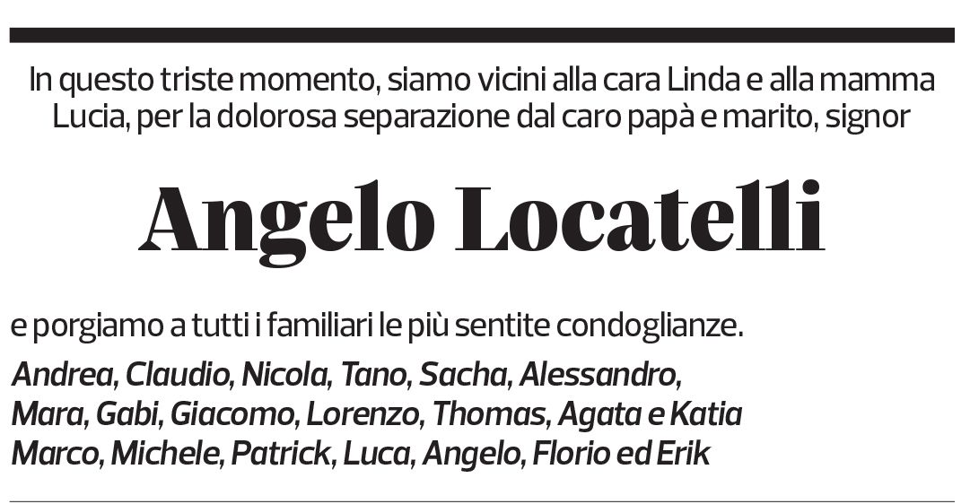 Annuncio funebre Angelo Locatelli