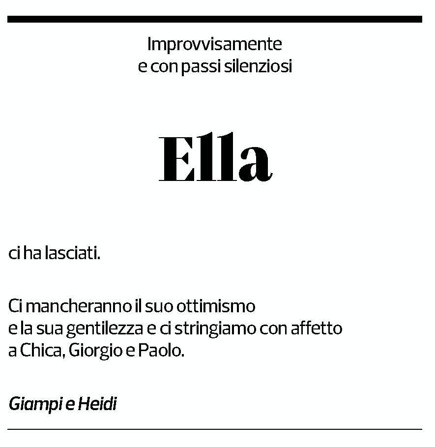 Annuncio funebre Ella Pagani