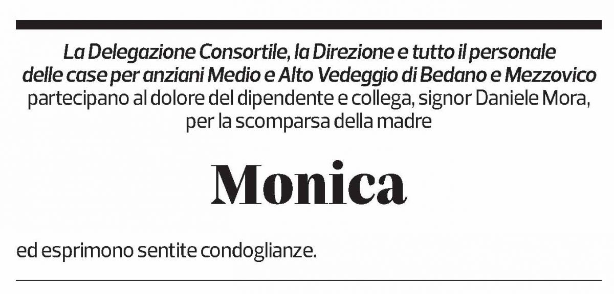 Annuncio funebre Monica Mora