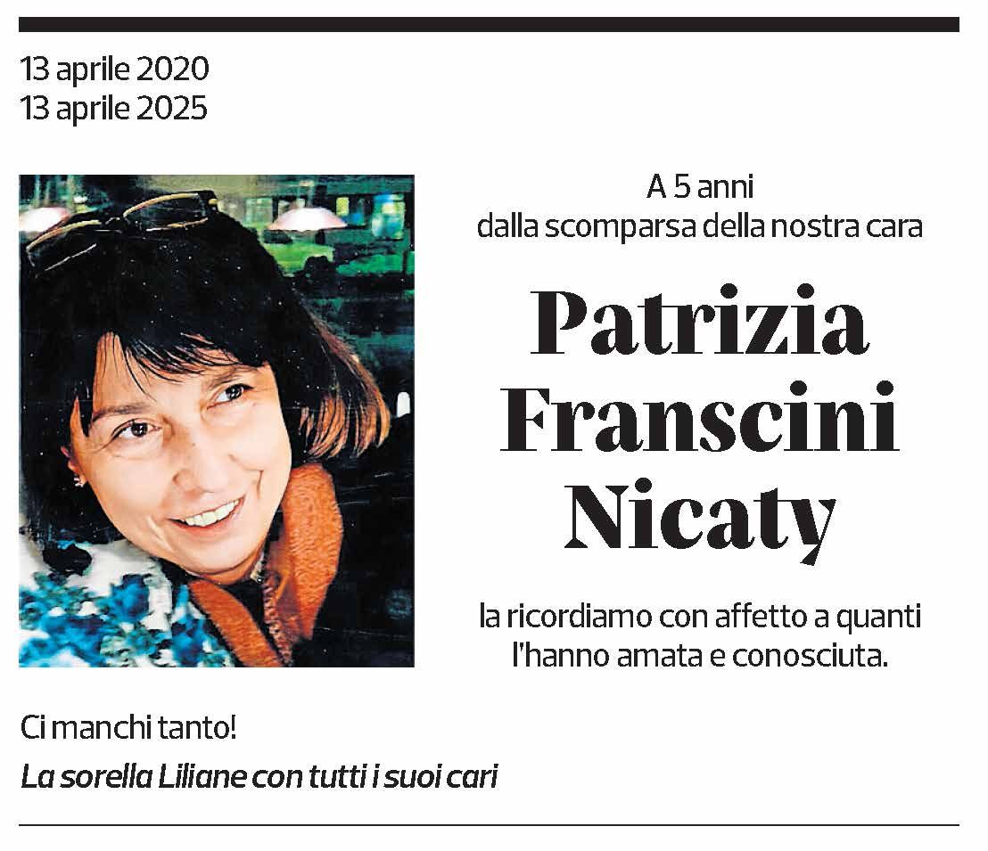 Annuncio funebre Patrizia Franscini Nicaty