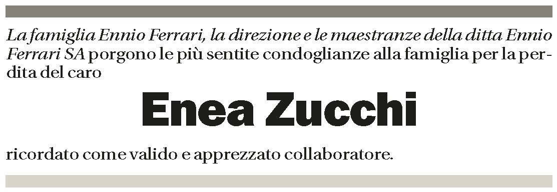 Annuncio funebre Enea Zucchi