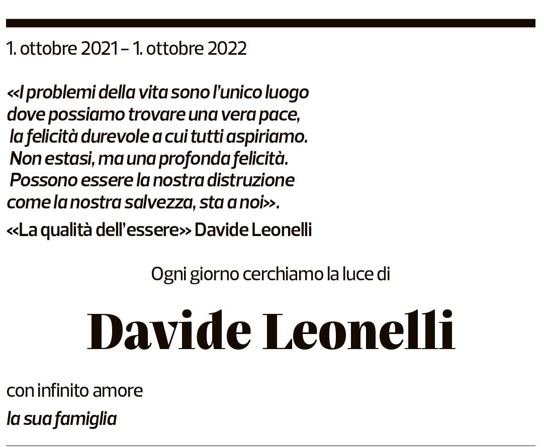 Annuncio funebre Davide Leonelli