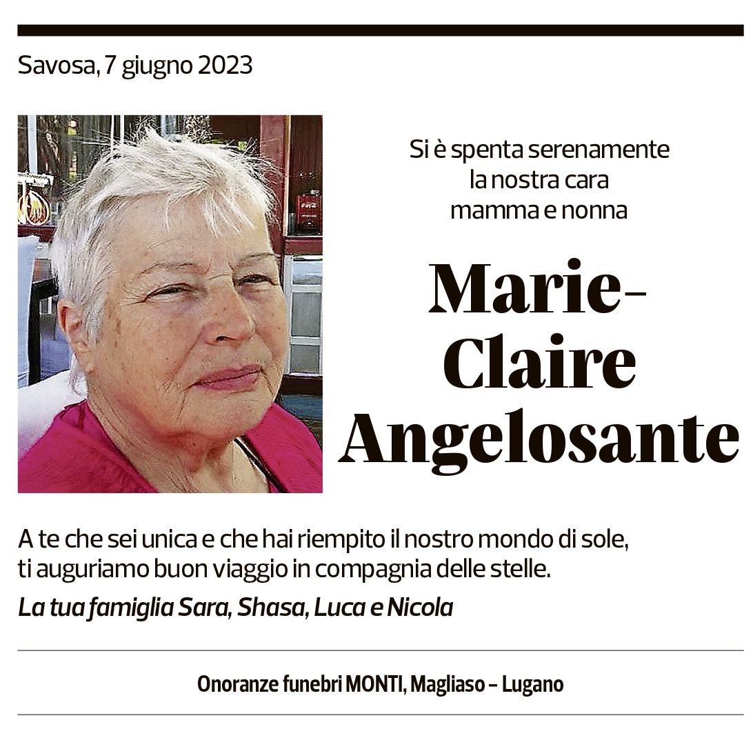 Annuncio funebre Marie-claire Angelosante