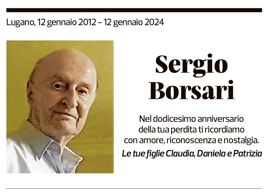 Annuncio funebre Sergio Borsari