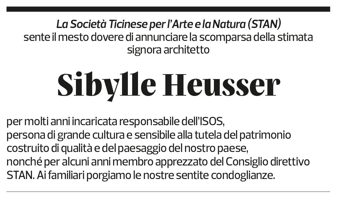 Annuncio funebre Sibylle Heusser Ruedi