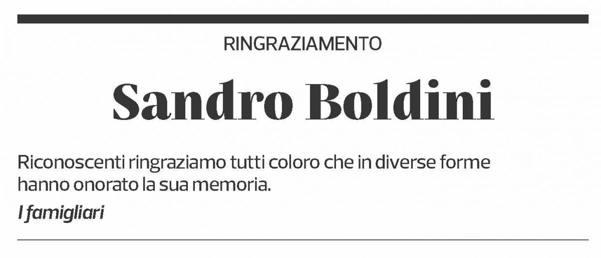 Annuncio funebre Sandro Boldini