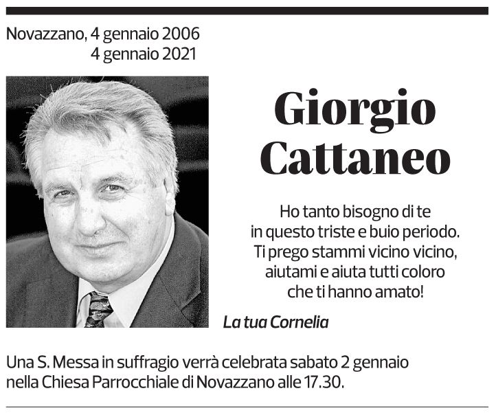 Annuncio funebre Giorgio Cattaneo