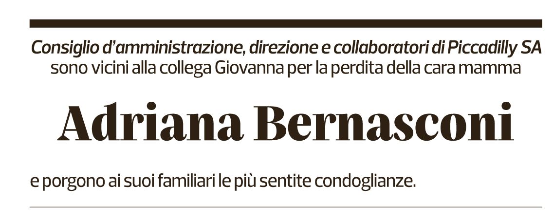 Annuncio funebre Adriana Bernasconi