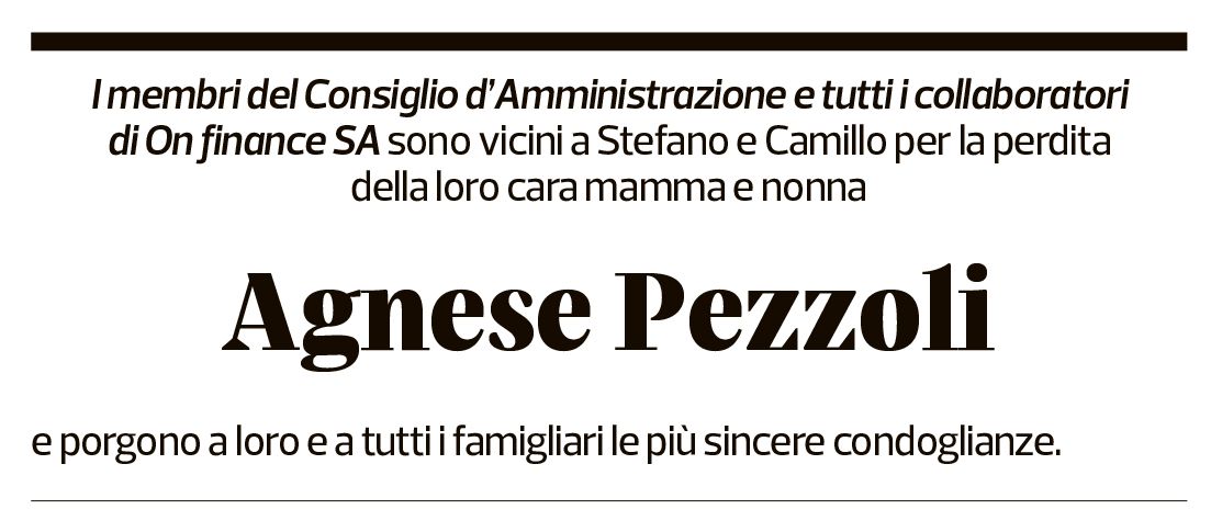 Annuncio funebre Agnese Pezzoli