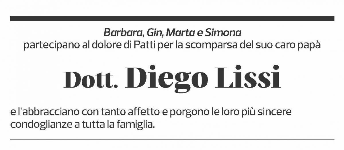 Annuncio funebre Diego Lissi