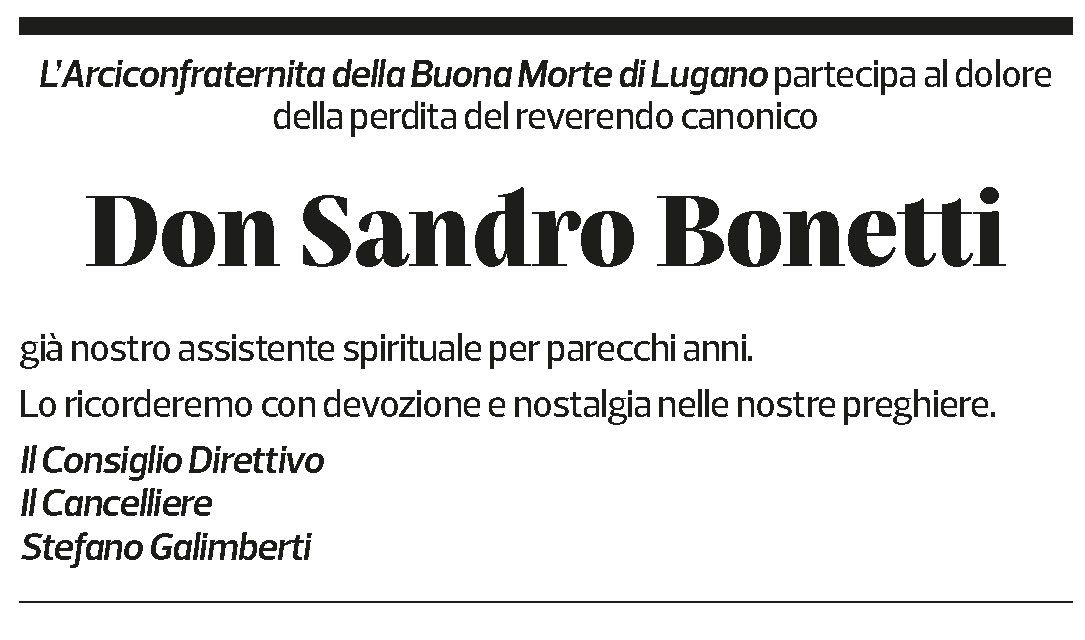 Annuncio funebre Sandro Bonetti