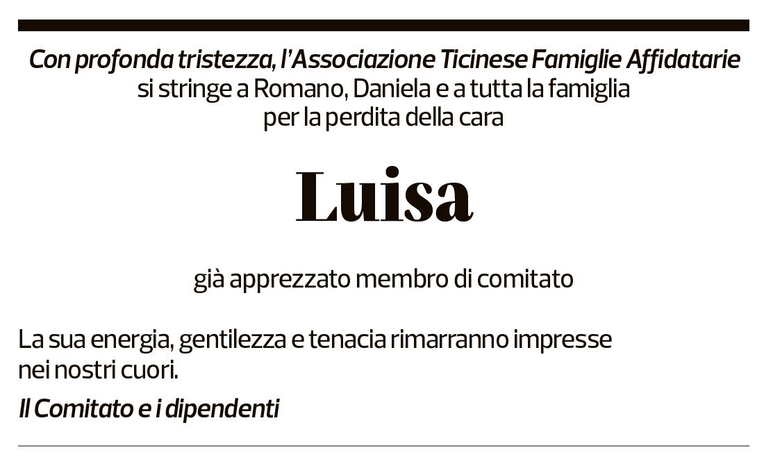 Annuncio funebre Luisa Fullin