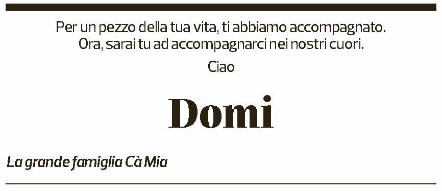 Annuncio funebre Domizio Moccetti