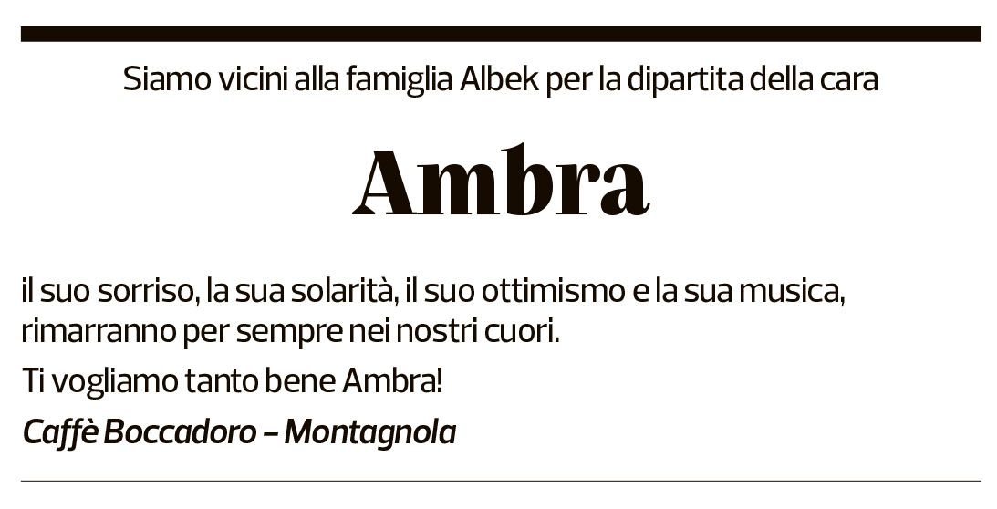 Annuncio funebre Ambra Albek