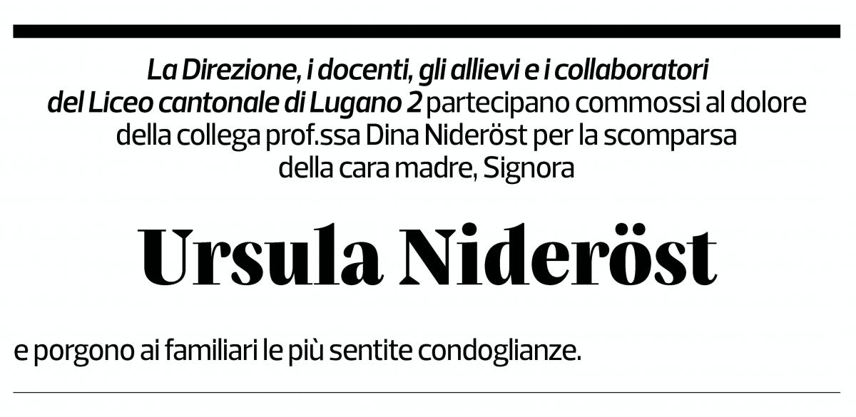 Annuncio funebre Ursula Nideröst