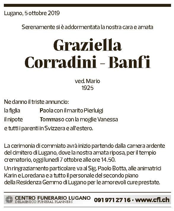 Annuncio funebre Graziella Corradini - Banfi