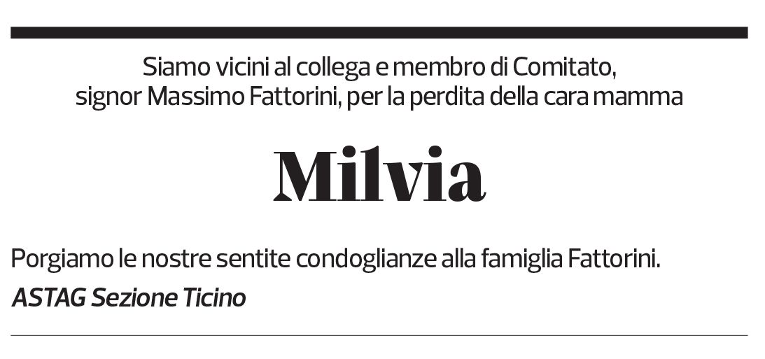 Annuncio funebre Milvia Fattorini