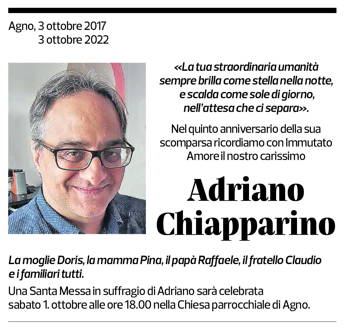 Annuncio funebre Adriano Chiapparino